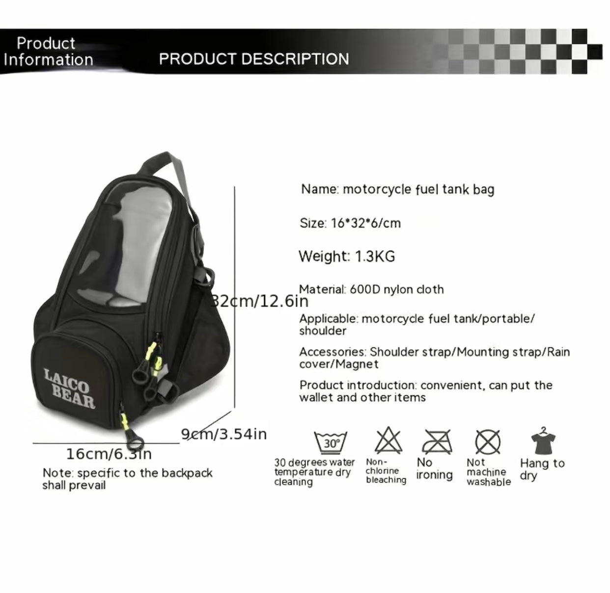 Lacio Bear motorcycle tank bag